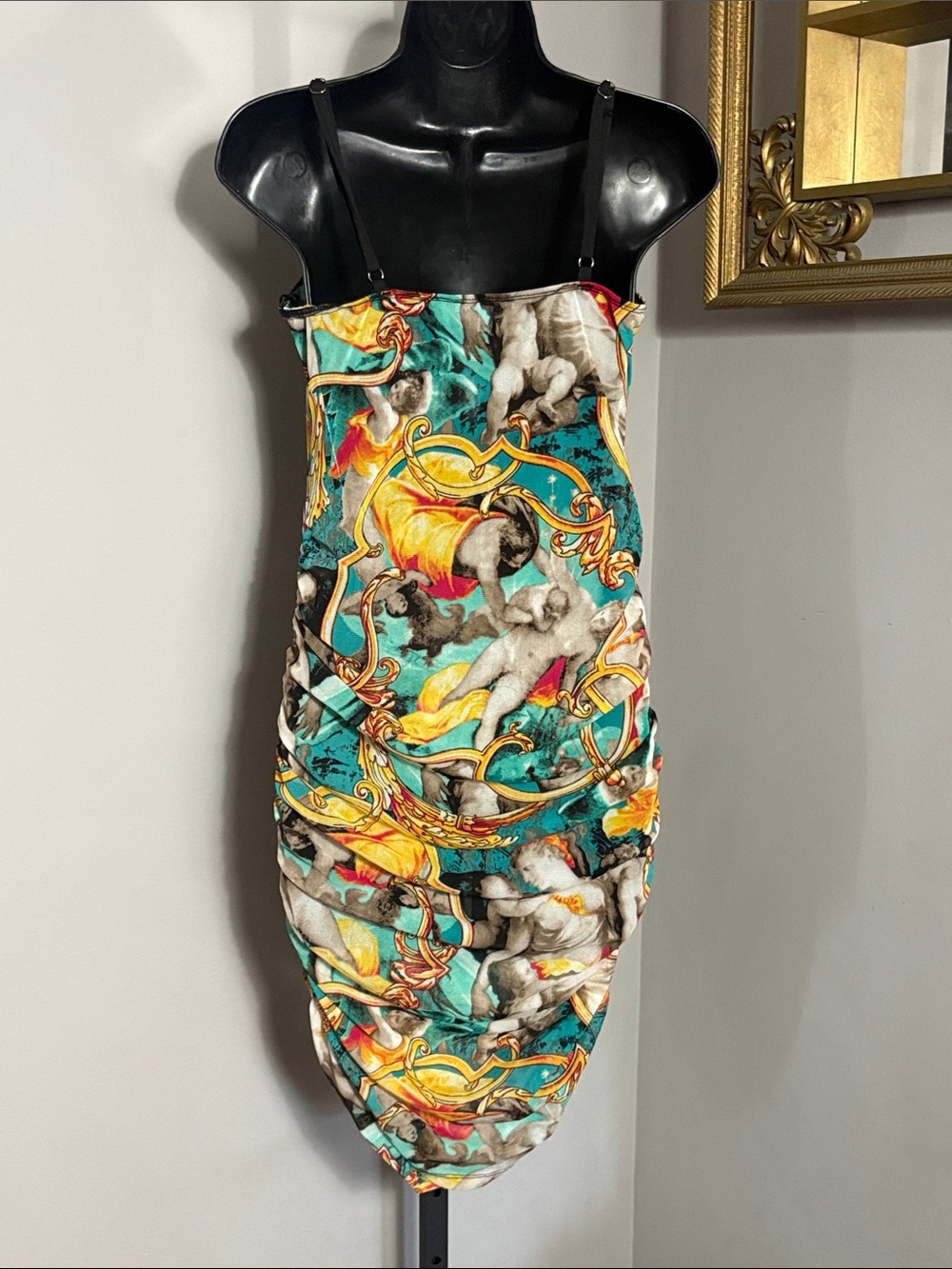 LAST CHANCE NEW Large Body By Me Mesh Mini Dress Turquoise Multicolor NWT - Picture 3 of 5